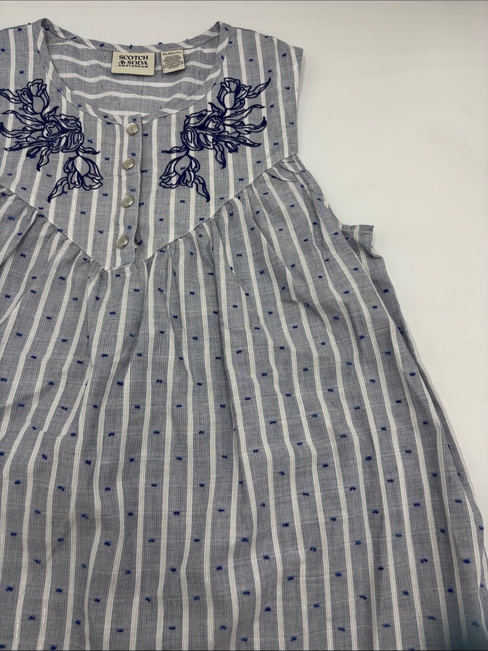 Scotch & Soda Embroidered Striped Sleeveless Top - Picture 2 of 5
